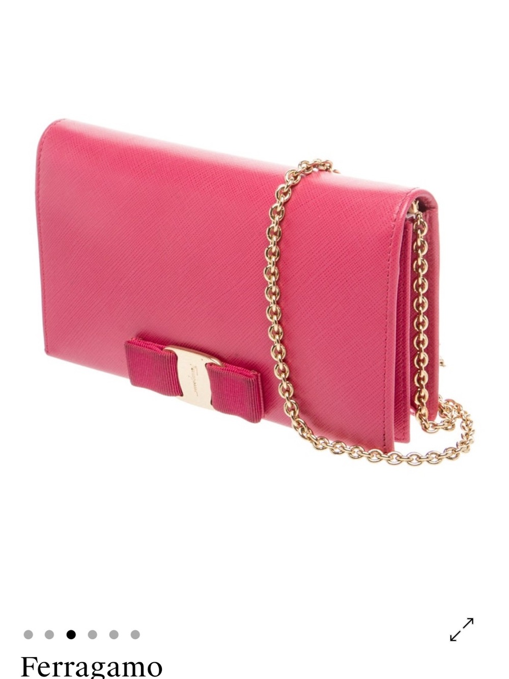 Salvatore Ferragamo Hot Pink Vara Bow Chain Crossbody